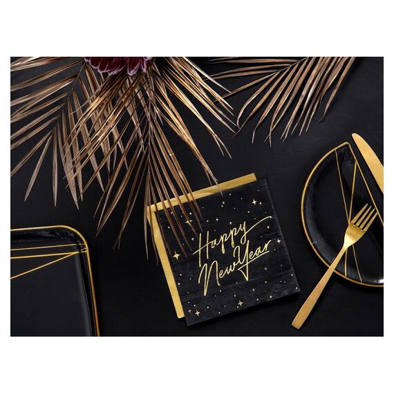 PartyDeco SP33-82-010-019ME Papierserviette Papier Schwarz, Gold 22 Stück(e), 3 image