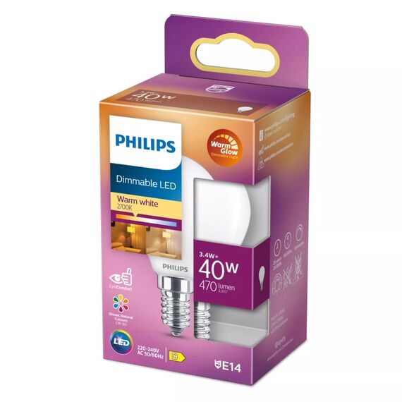 Philips Filament-Lampe, Tropfenform, matt 40W P45 E14, 2 image