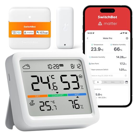 SwitchBot Meter Pro Weiß LCD Batterie, 3 image