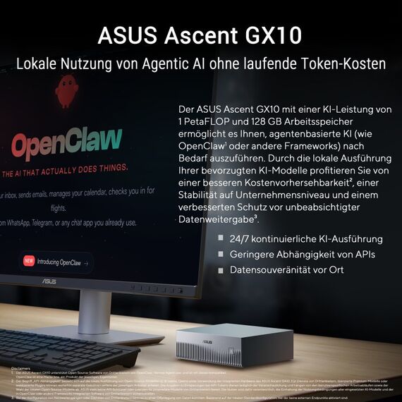 ASUS Ascent GX10 -GG0026BN 2TB KI Supercomputer (NVIDIA GB10 Grace Blackwell Superchip, 1 petaFLOP KI-Leistung, 128 GB Speicher, NVIDIA DGX Spark, NVIDIA NVLink-C2C, NVIDIA ConnectX-7, unterstützt OpenClaw & NemoClaw), 5 image