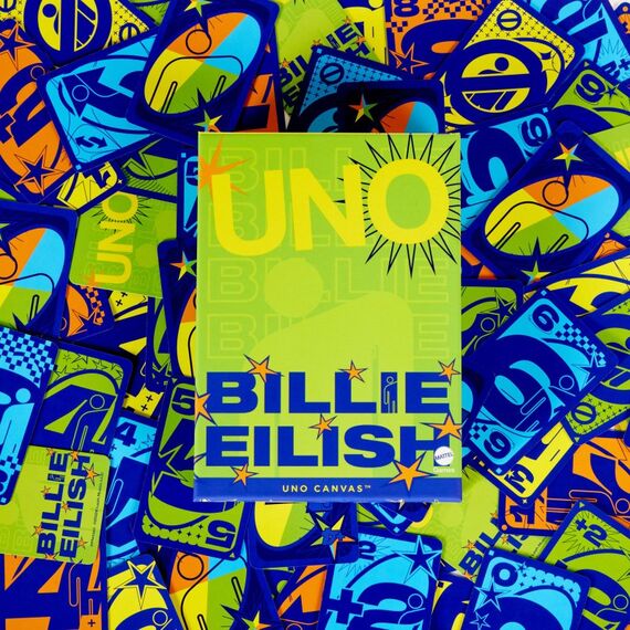 Mattel Games UNO Canvas Billie Eilish Kartenspiel, zum Sammeln für Kinder, Erwachsene und Familienabende