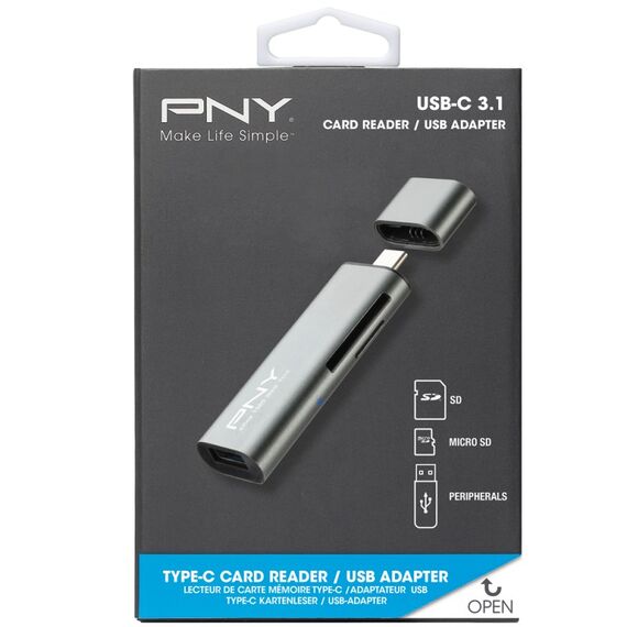 PNY R-TC-UA-3N1E01-RB Kartenleser USB 3.2 Gen 1 (3.1 Gen 1) Type-C Metallisch