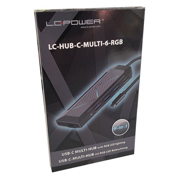 LC-Power LC-HUB-C-MULTI-6-RGB Schnittstellen-Hub USB 3.2 Gen 2 (3.1 Gen 2) Type-C 5000 Mbit/s Schwarz, 6 image