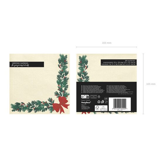 PartyDeco SP33-121 Papierserviette Papier Beige, Grün, Rot 20 Stück(e), 4 image