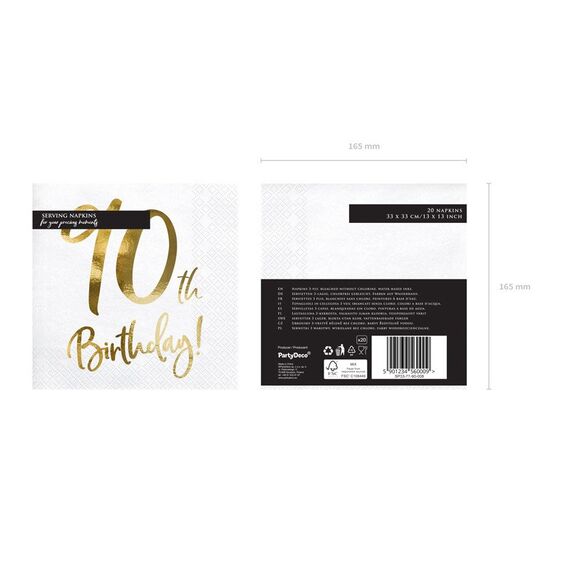 PartyDeco SP33-77-90-008 Papierserviette Papier Weiß, Gold 20 Stück(e), 4 image