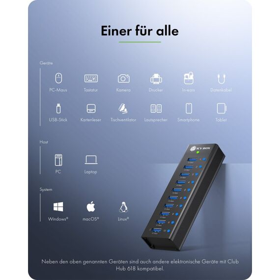ICY BOX Club Hub 6110 (10-Port, 10Gbps USB), 8 image