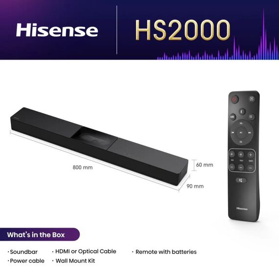 Hisense HS2000 2.1 Kanal Soundbar, 2 image