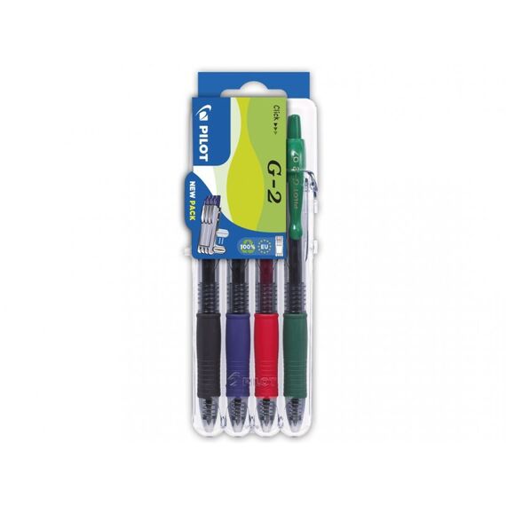 Pilot Set2Go Schwarz, Blau, Grün, Rot Clip-on-Einziehkugelschreiber Medium 4 Stück(e)