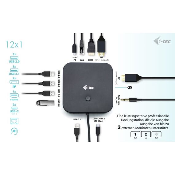 i-tec USB-C HDMI Dual DP Docking Station with Power Delivery 100 W + Universal Charger 100 W, 4 image