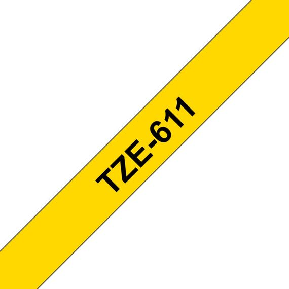 Brother TZE-611 Etiketten erstellendes Band Schwarz auf gelb