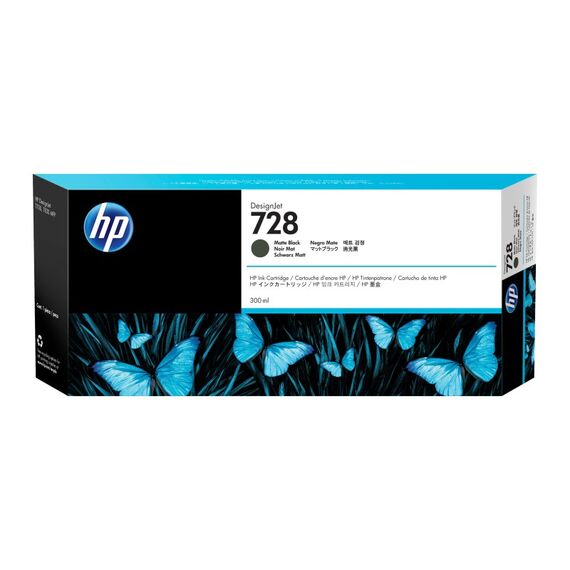 HP 728 Mattschwarz DesignJet Druckerpatrone, 300 ml