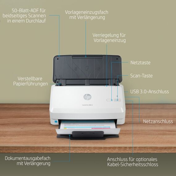 HP ScanJet Pro 2000 s2 Scanner mit Vorlageneinzug 600 x 600 DPI A4 Schwarz, Weiß, 3 image