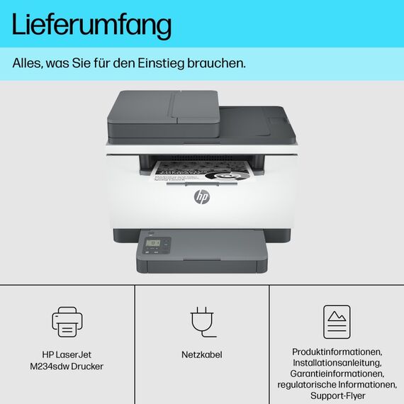 HP LaserJet M234sdw Wireless Multifunction Schwarzweiß Drucker, Kopierer, Scanner; Duplex, 4 image