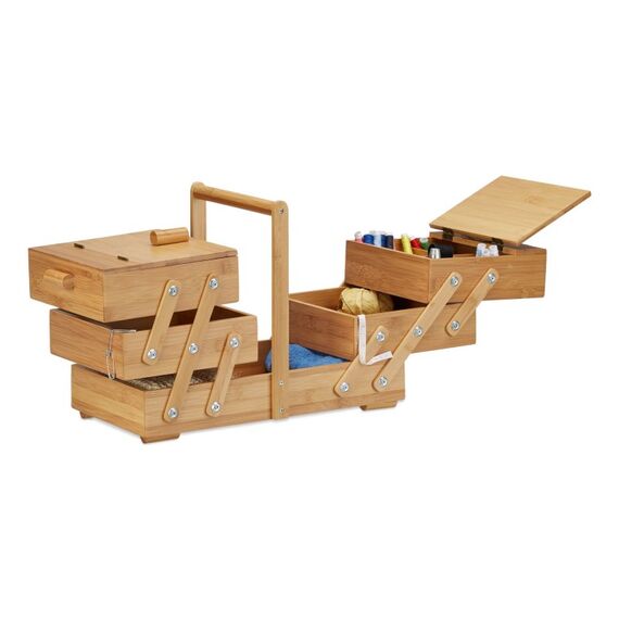 Relaxdays 10022221 Aufbewahrungsbox Rechteckig Bambus, Faserplatte Bambus
