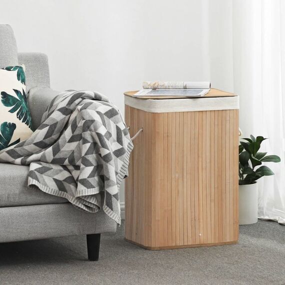 Songmics LCB10Y Wäschekorb Rechteckig Bambus Holz, 3 image