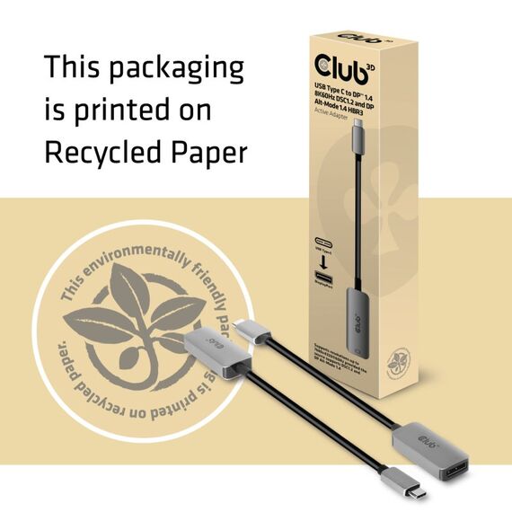 CLUB3D USB Type C to DisplayPort 1.4 8K60Hz HBR3 Active Adapter, 6 image