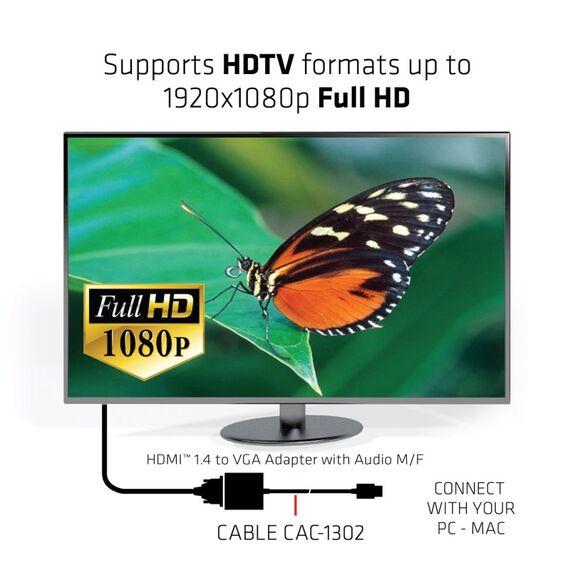 CLUB3D CAC-1302 Videokabel-Adapter 0,5 m HDMI Typ A (Standard) VGA (D-Sub) Schwarz, 5 image