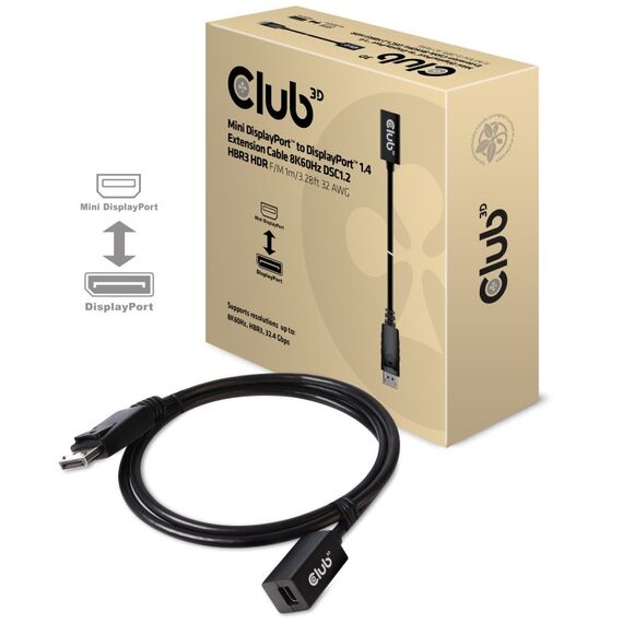 CLUB3D CAC-1120 DisplayPort-Kabel 1 m Mini DisplayPort Schwarz, 2 image