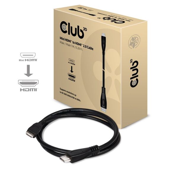 CLUB3D Mini HDMI™ to HDMI™ 2.0 4K60Hz Kabel 1Meter, 2 image
