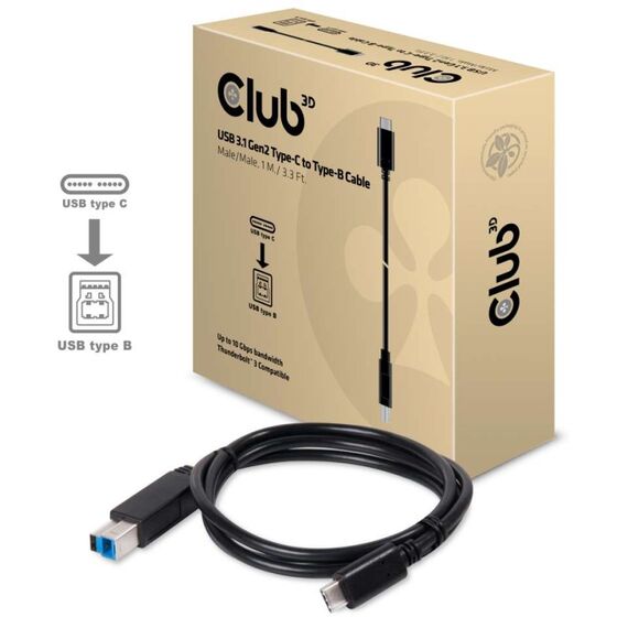 CLUB3D USB 3.1 Gen2 Type-C auf Type-B Kabel 1M. Stecker/Stecker, 2 image