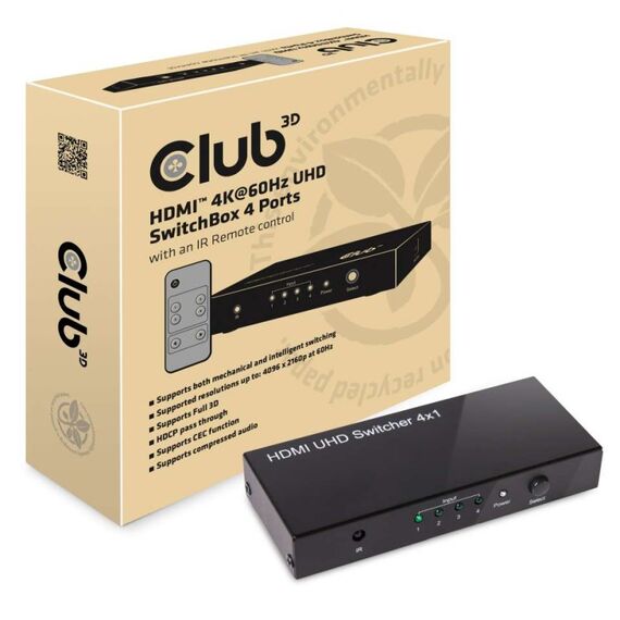 CLUB3D HDMI 2.0 UHD SwitchBox 4 Ports, 2 image