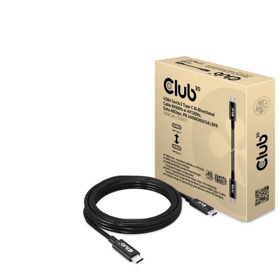 CLUB3D CAC-1579 USB Kabel USB4 Gen 3x2 3 m USB C 40 Gbit/s 240 W Schwarz, 11 image