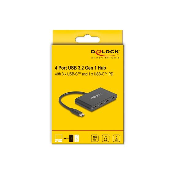 DeLOCK USB 3.2 Gen 1 USB Type-C Hub mit 3 x USB Type-C Buchse + 1 x USB Type-C PD 100 Watt, 2 image