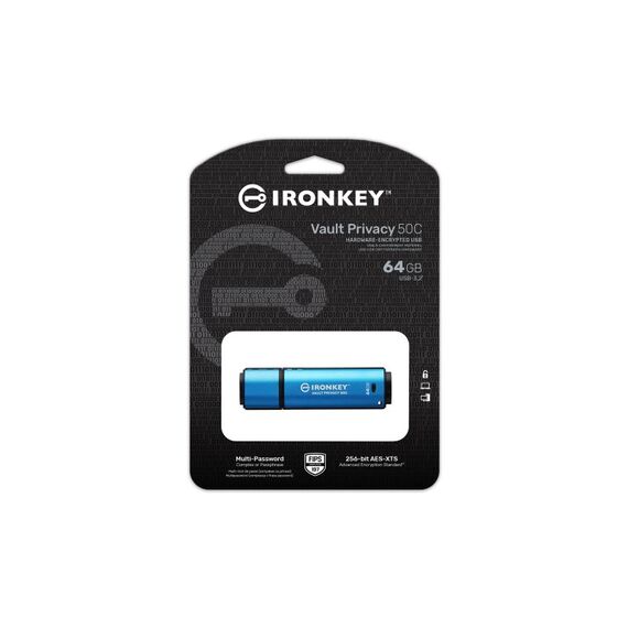 Kingston Technology IronKey 64GB USB-C Vault Privacy 50C AES-256 verschlüsselter, FIPS 197, Kapazität: 64 GB, 2 image