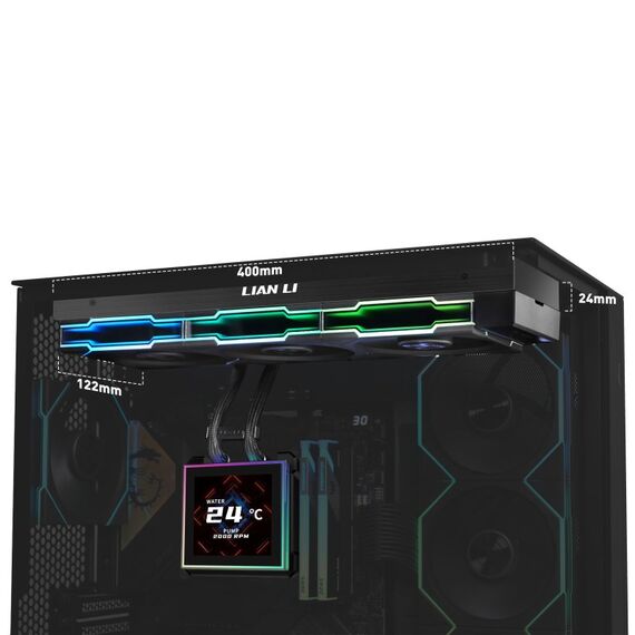 Lian Li HydroShift II LCD-S 360 TL Prozessor Flüssigkeitskühlung 12 cm Schwarz 1 Stück(e), 4 image