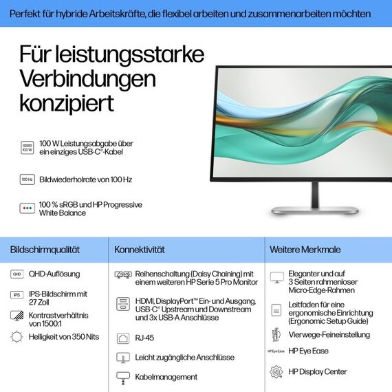 HP Series 5 Pro Serie 5 Pro 27-Zoll-QHD-USB-C-Monitor – 527pu, 7 image