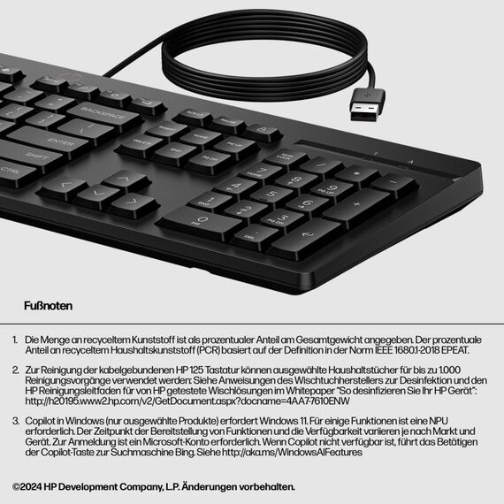HP 125 Kabelgebundene Tastatur, 6 image