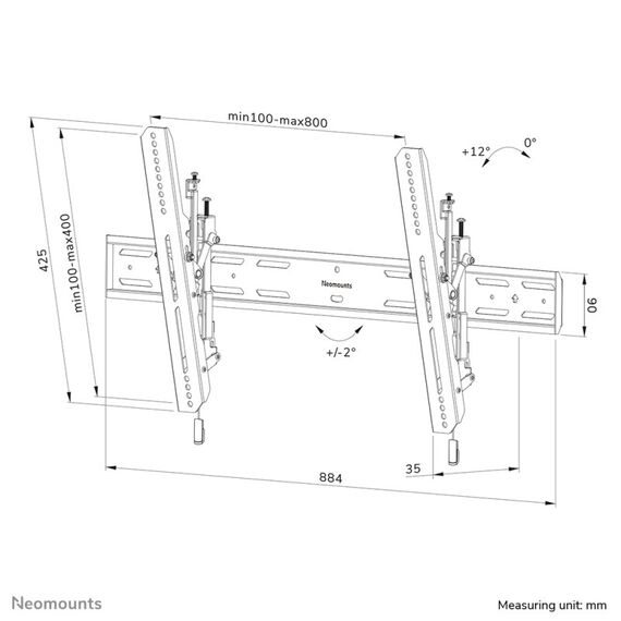 Neomounts WL35S-850BL18 TV-Wandhalterung 43-86" - neigbar - abschließbar - schnelle Installation, 17 image