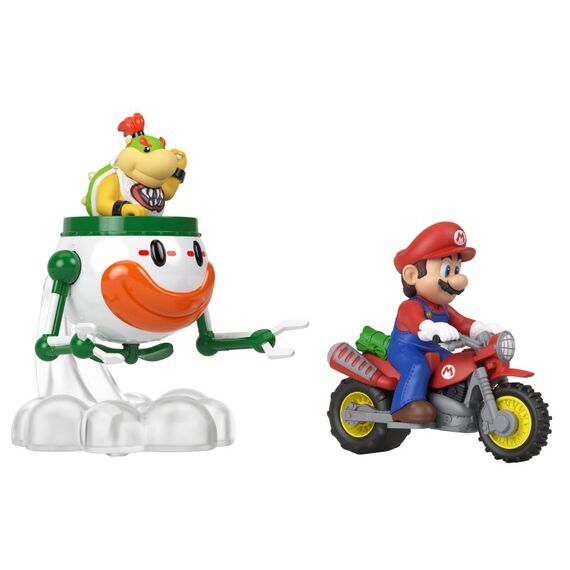 Hot Wheels 2er-Pack zum Super Mario Galaxy-Film, Mario auf seinem Motorrad und Bowser Jr. im Clown-Auto