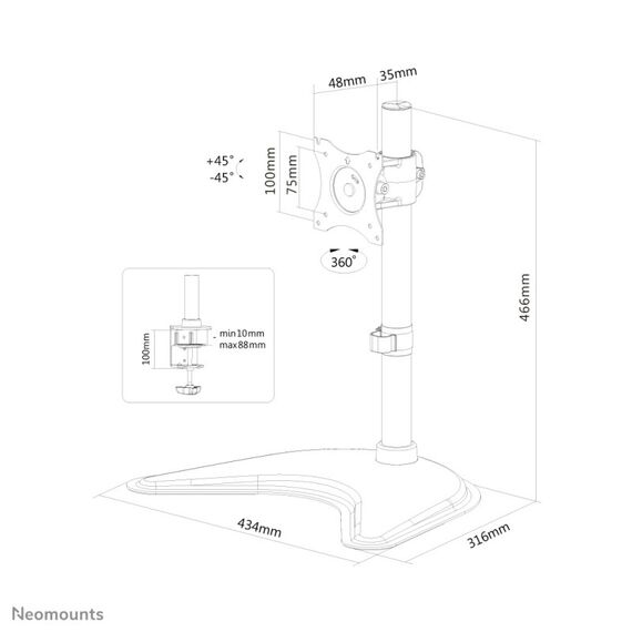 Neomounts NM-D335BLACK Monitor-Ständer 10-30", 3 image