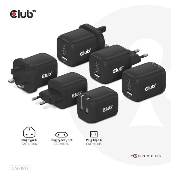 CLUB3D CAC-1913EU Ladegerät für Mobilgeräte Universal Schwarz AC Schnellladung Drinnen, 3 image