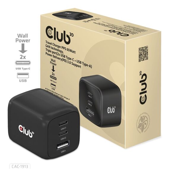CLUB3D CAC-1913EU Ladegerät für Mobilgeräte Universal Schwarz AC Schnellladung Drinnen, 4 image