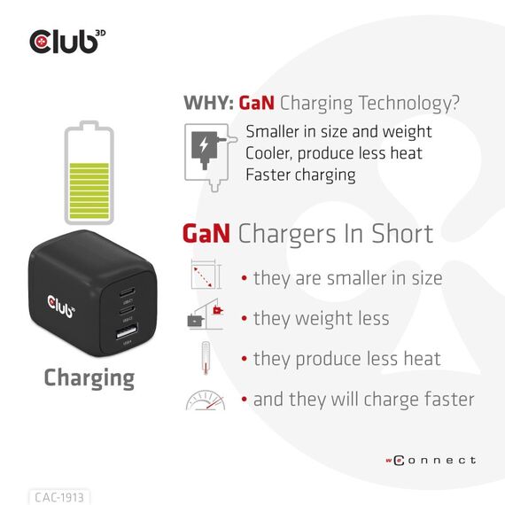 CLUB3D CAC-1913EU Ladegerät für Mobilgeräte Universal Schwarz AC Schnellladung Drinnen, 6 image