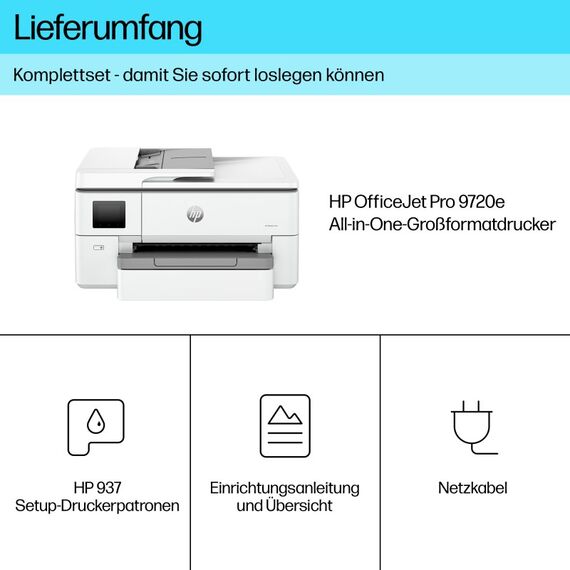 HP OfficeJet Pro 9720e Wireless All-in-One Farbe Drucker, Beidseitiger Druck; Kopierer, Scanner, 4 image