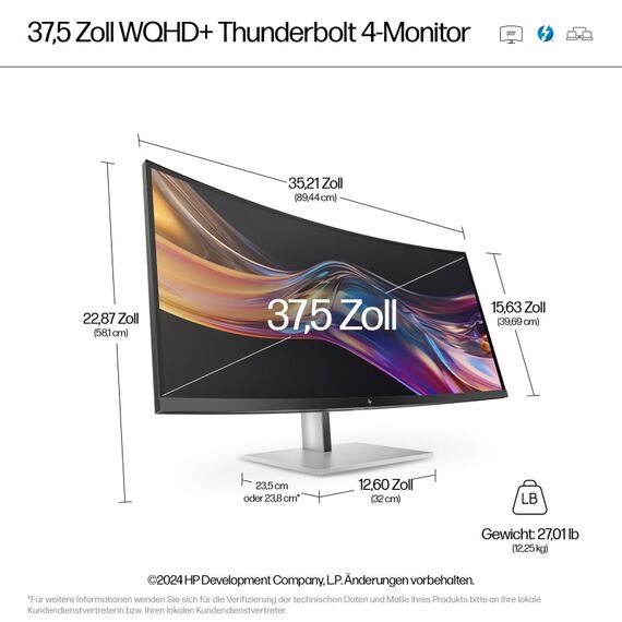 HP Series 7 Pro HP-Serie 7 Pro 37,5 Zoll WQHD+ Thunderbolt 4-Monitor – 738pu, 3 image