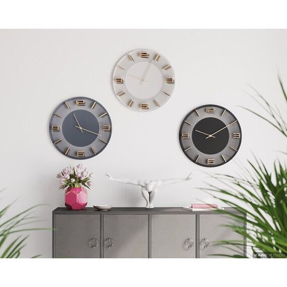 KARE Leonardo Quarzuhr Rund Grau, Gold, 3 image