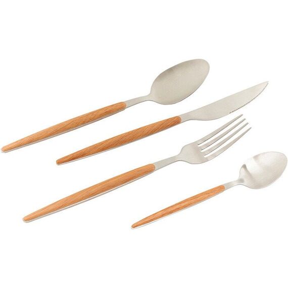 KARE Paris Besteck-Set 16 Stück(e) Silber, Holz, Farbe: Silber, Holz