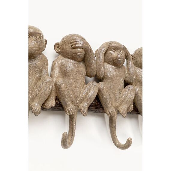KARE Six Monkeys Gaderobe Wand-montiert 6 Haken Braun, 3 image