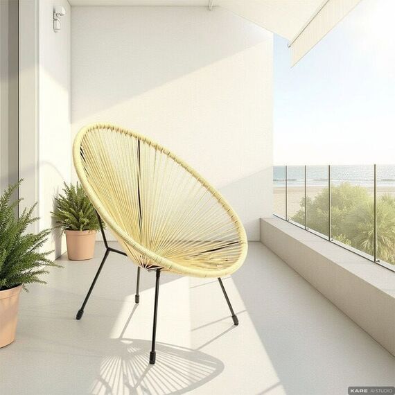 KARE Acapulco Gartenstuhl Netz-Sitz Netz-Rückenlehne Polyethylen, Stahl Gelb, 2 image