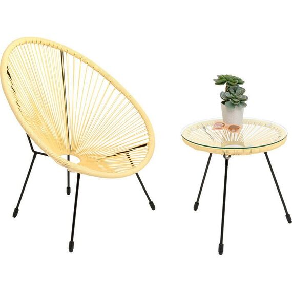 KARE Acapulco Gartenstuhl Netz-Sitz Netz-Rückenlehne Polyethylen, Stahl Gelb, 7 image