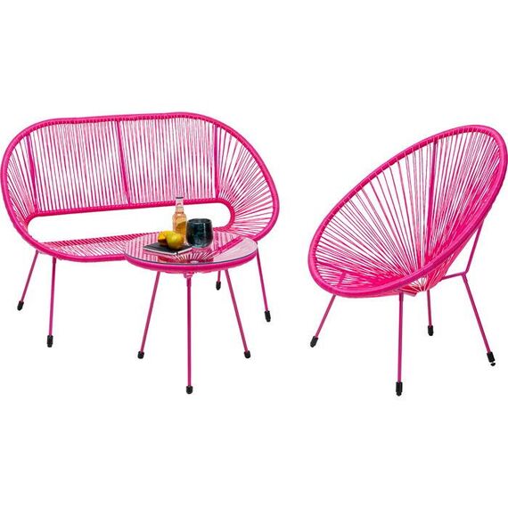 KARE Acapulco Gartenstuhl Netz-Sitz Netz-Rückenlehne Polyethylen, Stahl Pink, 4 image