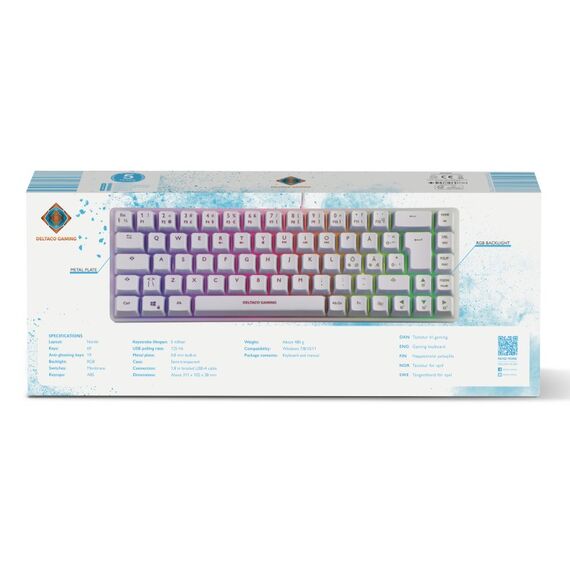 Deltaco Gaming GAM-158-W Tastatur USB QWERTY Nordisch Weiß, 11 image