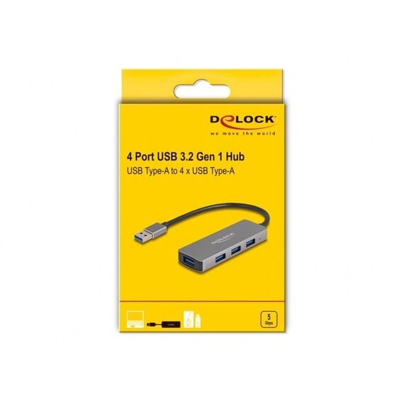 DeLOCK 4 Port USB 5 Gbps Hub mit USB Typ-A Anschluss – USB Typ-A Buchsen seitlich, 2 image