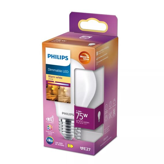 Philips Filament-Lampe, Milchglas, 75W A60 E27, 2 image