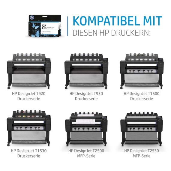 HP 727 Mattschwarz DesignJet Tintenpatrone, 130 ml, 2 image