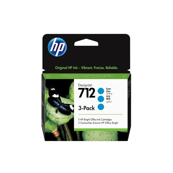 HP 712 3er-Pack Cyan DesignJet Druckerpatronen, 29 ml